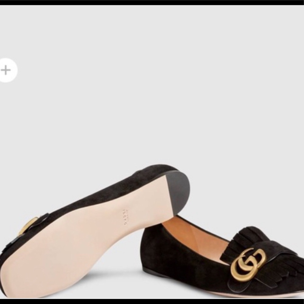 Gucci Kid Scamosciato Nero Ballet Flats.